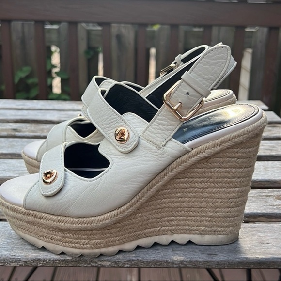 Coach Electra Turnlock espadrille wedge sandals in cream color - Picture 5 of 7
